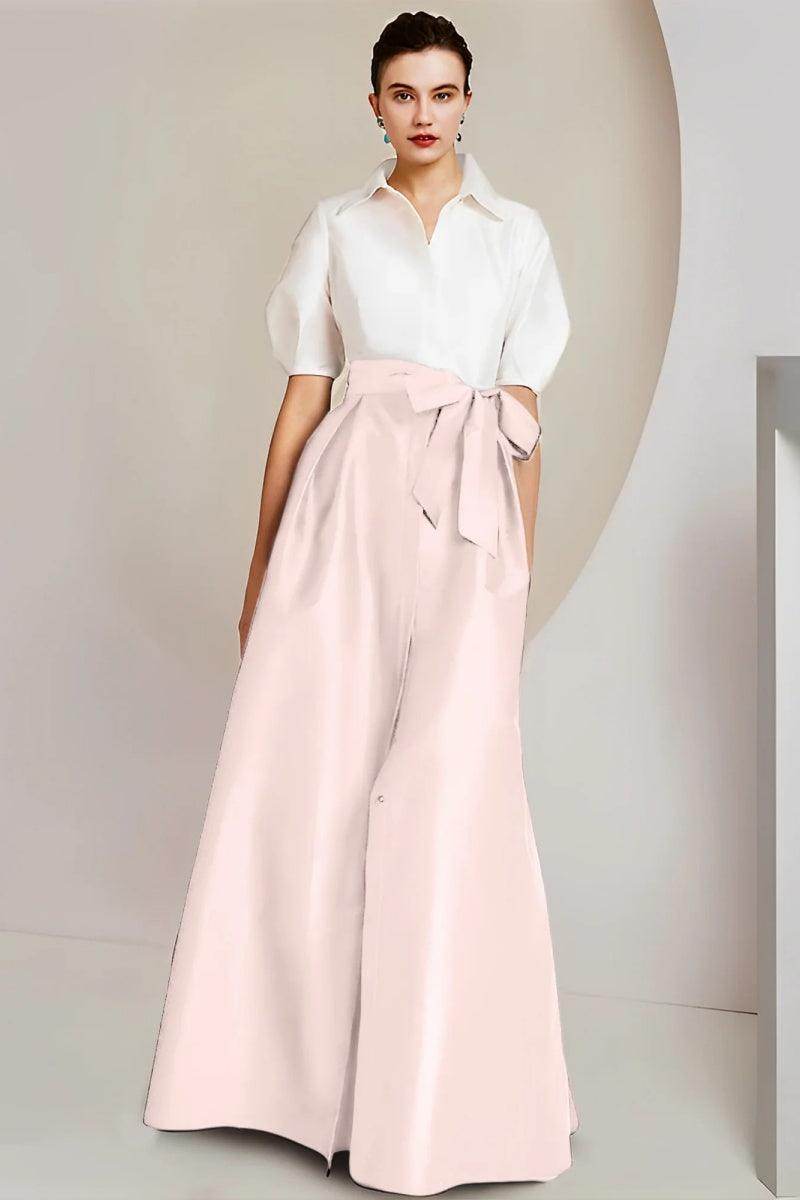 A Line Shirt Collar Short Sleeves Floor Length 2 pieces Mother Dresses CM0347 - COCOMELODY