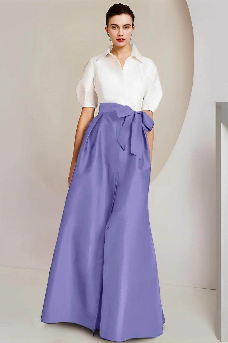 A Line Shirt Collar Short Sleeves Floor Length 2 pieces Mother Dresses CM0347 - COCOMELODY