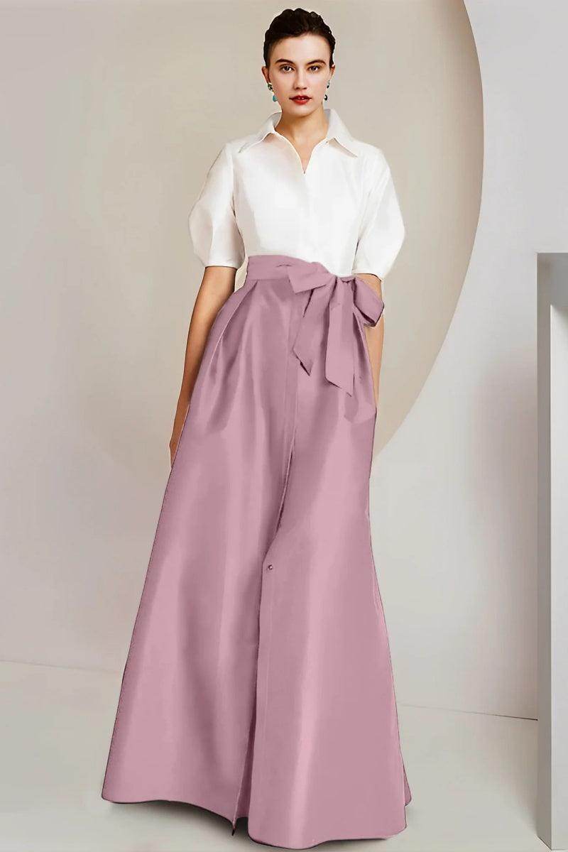 A Line Shirt Collar Short Sleeves Floor Length 2 pieces Mother Dresses CM0347 - COCOMELODY