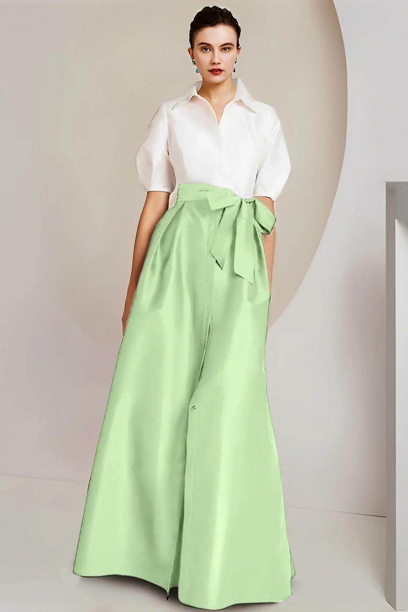A Line Shirt Collar Short Sleeves Floor Length 2 pieces Mother Dresses CM0347 - COCOMELODY