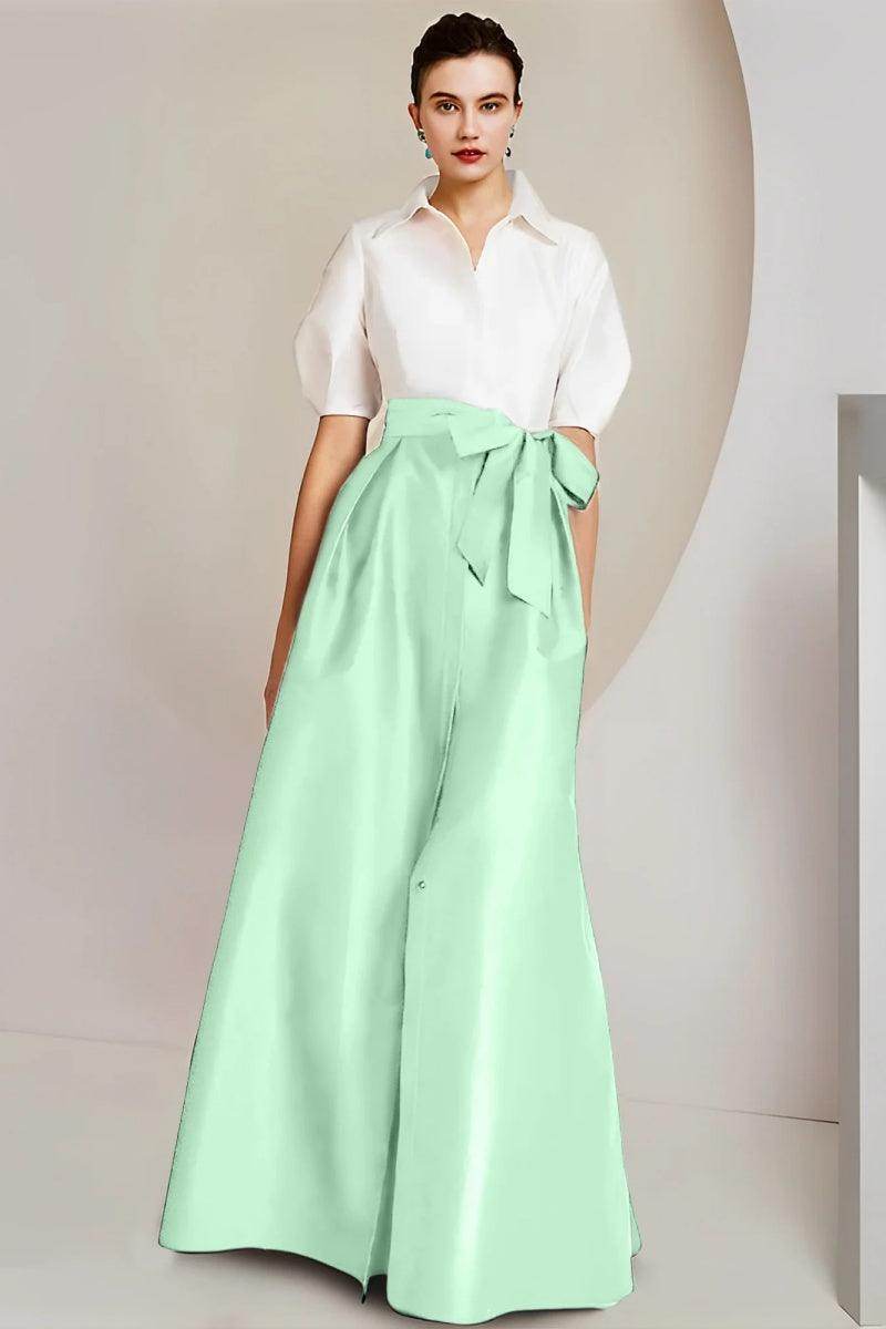 A Line Shirt Collar Short Sleeves Floor Length 2 pieces Mother Dresses CM0347 - COCOMELODY