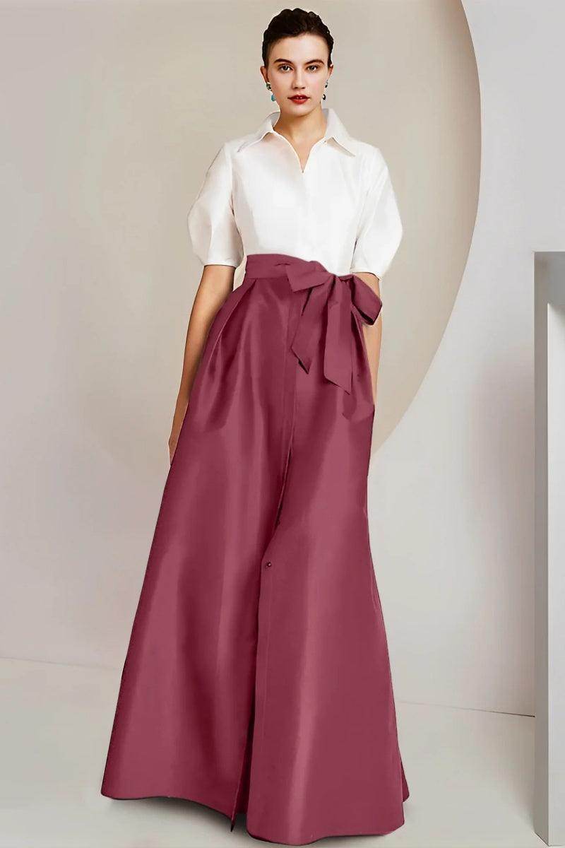 A Line Shirt Collar Short Sleeves Floor Length 2 pieces Mother Dresses CM0347 - COCOMELODY