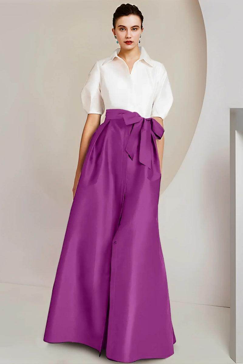 A Line Shirt Collar Short Sleeves Floor Length 2 pieces Mother Dresses CM0347 - COCOMELODY