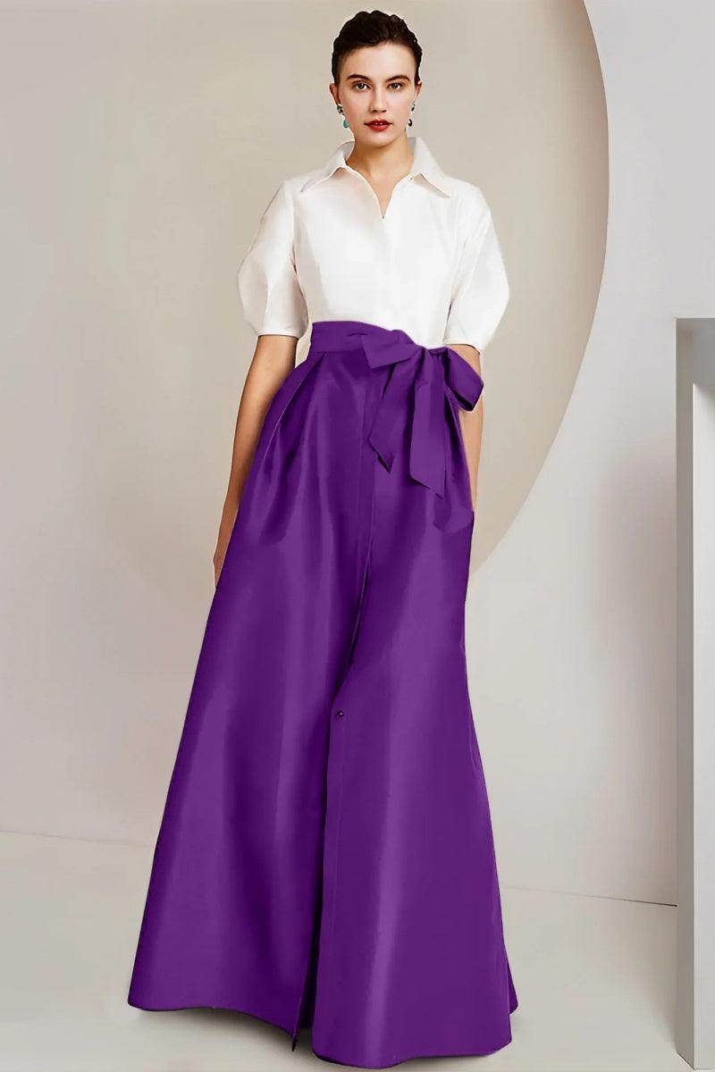 A Line Shirt Collar Short Sleeves Floor Length 2 pieces Mother Dresses CM0347 - COCOMELODY