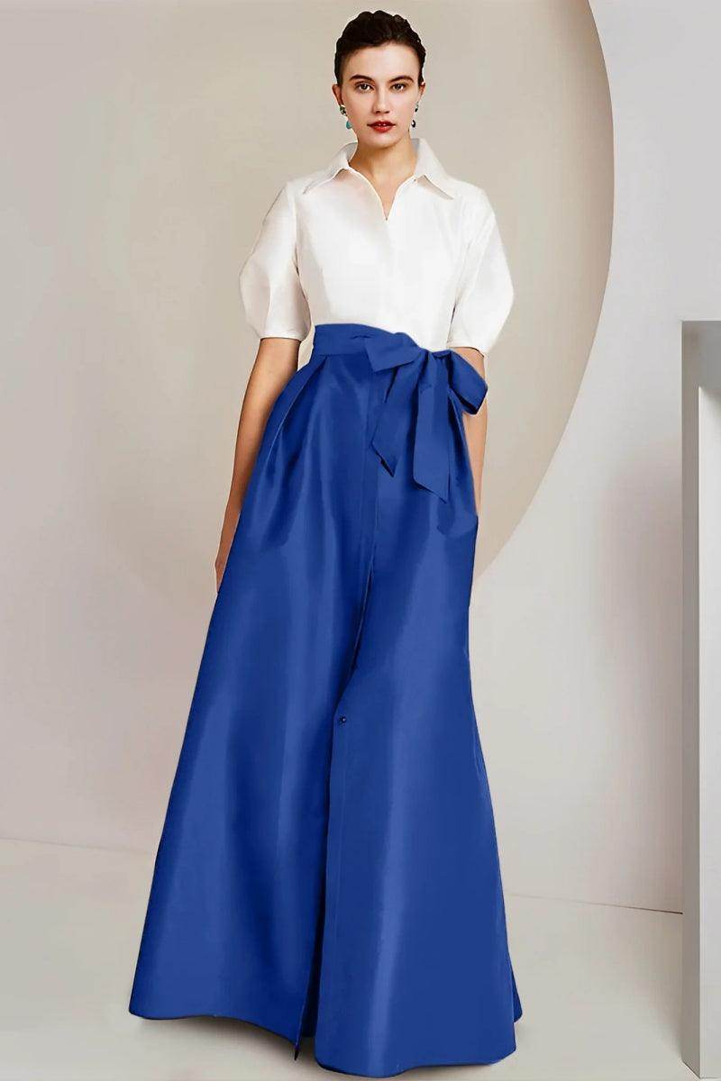 A Line Shirt Collar Short Sleeves Floor Length 2 pieces Mother Dresses CM0347 - COCOMELODY