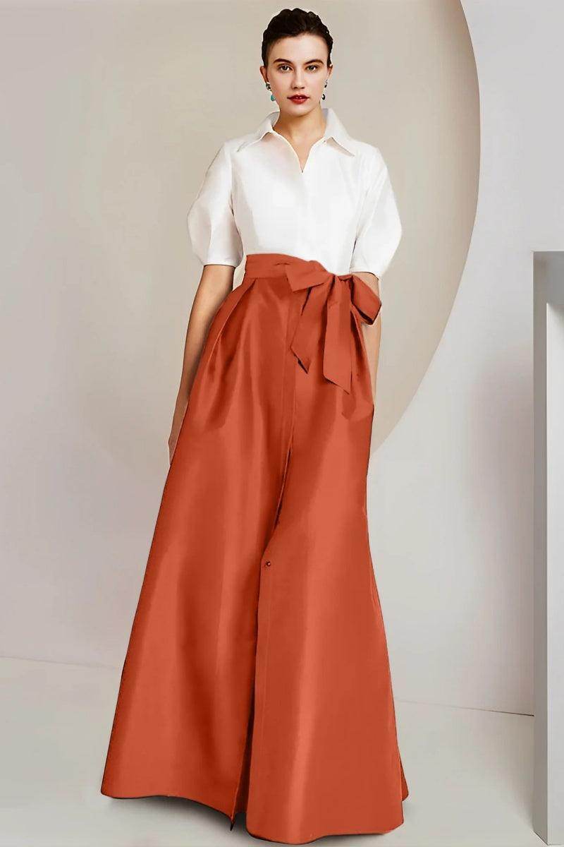 A Line Shirt Collar Short Sleeves Floor Length 2 pieces Mother Dresses CM0347 - COCOMELODY