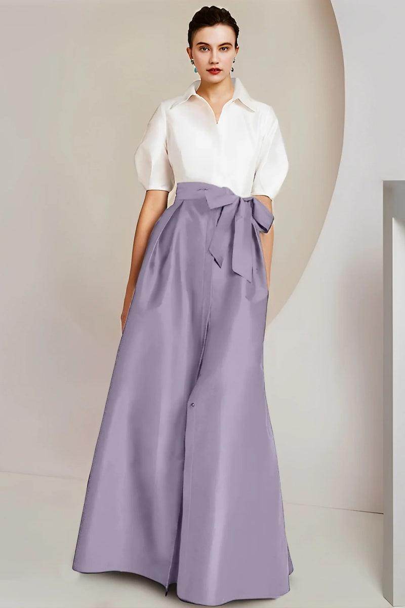 A Line Shirt Collar Short Sleeves Floor Length 2 pieces Mother Dresses CM0347 - COCOMELODY