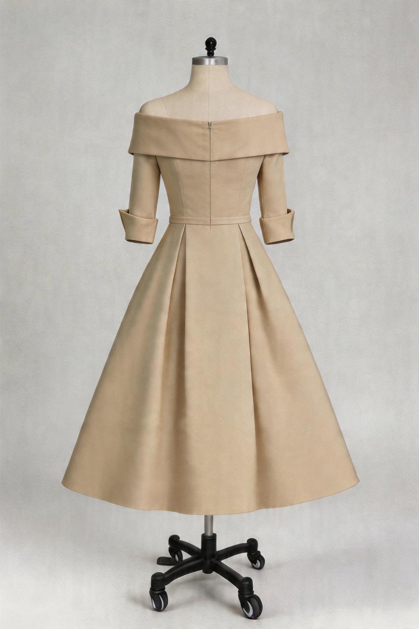 A Line Cowl Neck 3/4 Sleeves Tea Length Elegant Mother Dresses CM0348CR - 3 Days / Hot Fuchsia / US0 - COCOMELODY