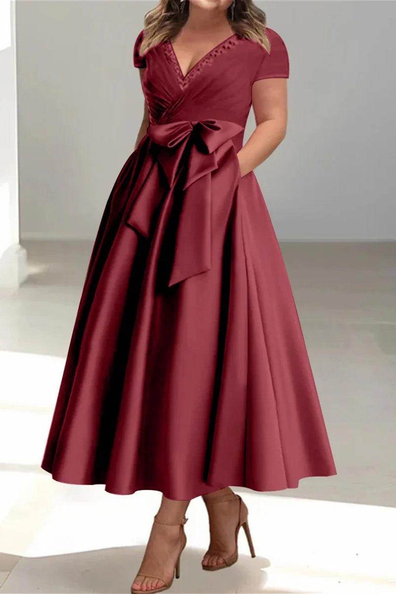 A Line V Neck Mother of the Bride Dresses with Pockets CM0350 - COCOMELODY