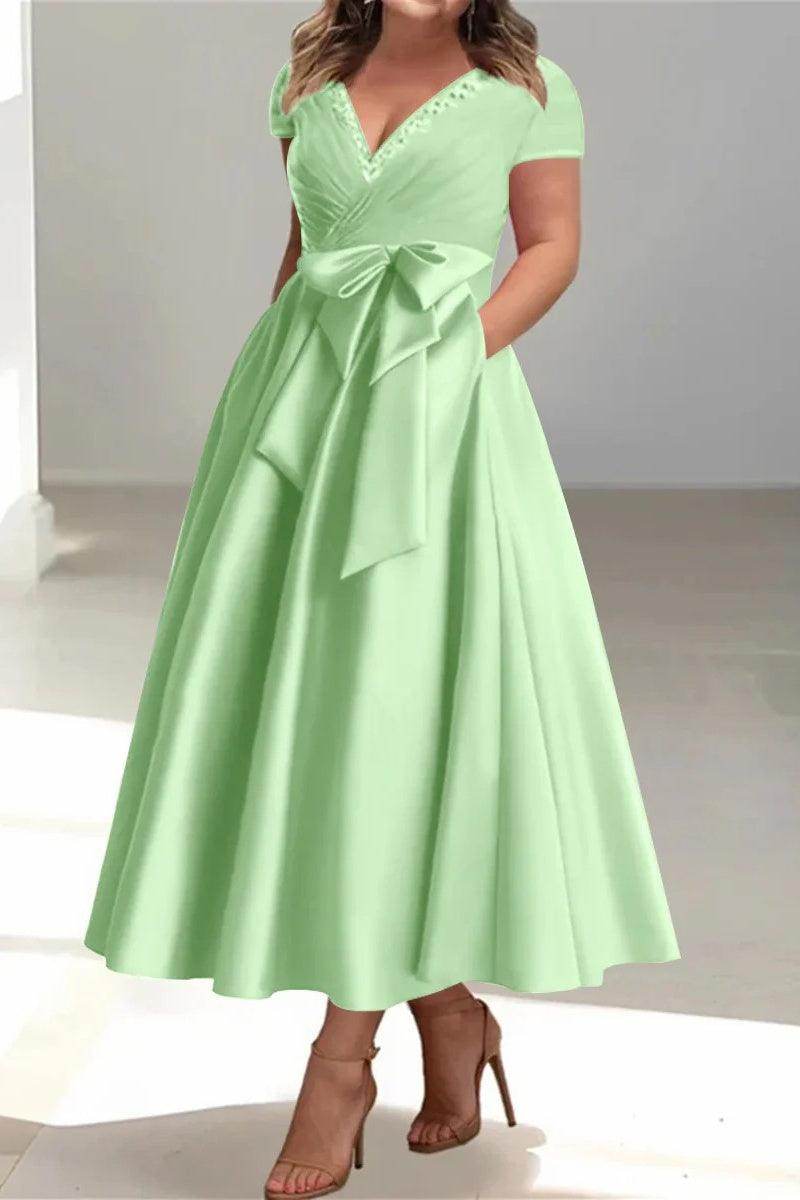 A Line V Neck Mother of the Bride Dresses with Pockets CM0350 - COCOMELODY
