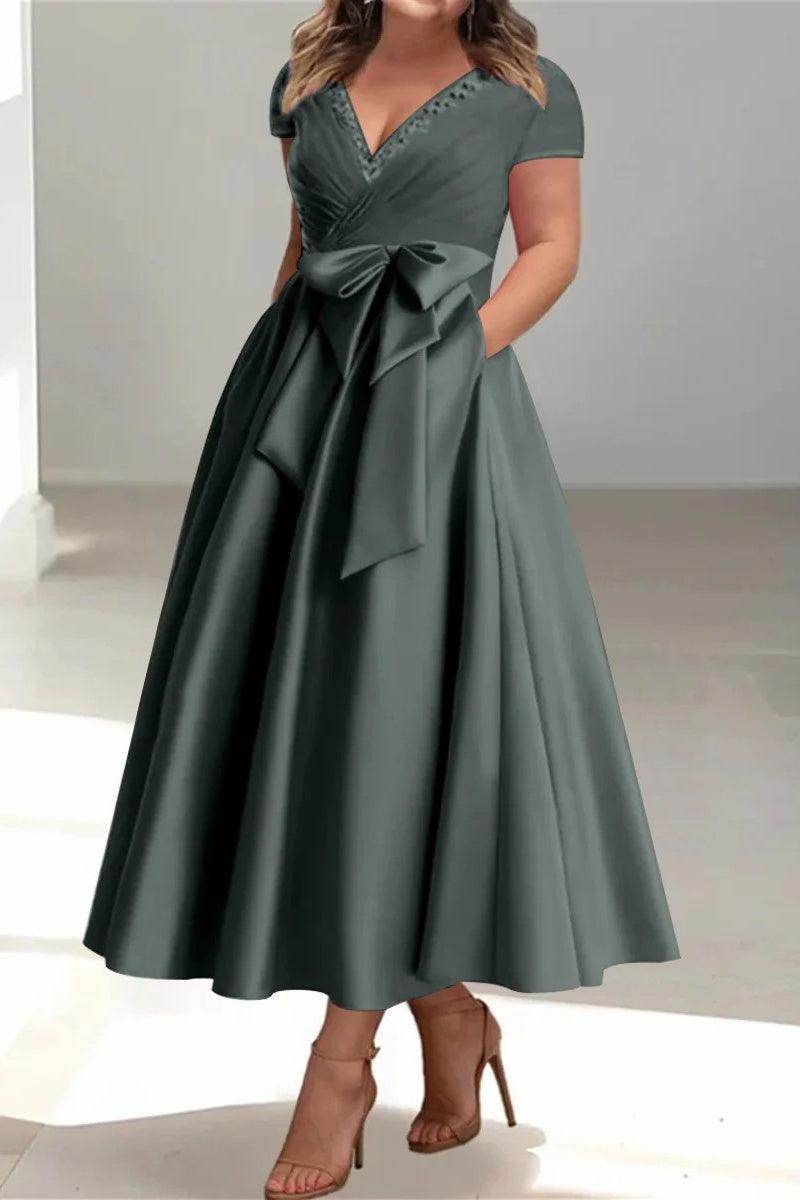 A Line V Neck Mother of the Bride Dresses with Pockets CM0350 - COCOMELODY