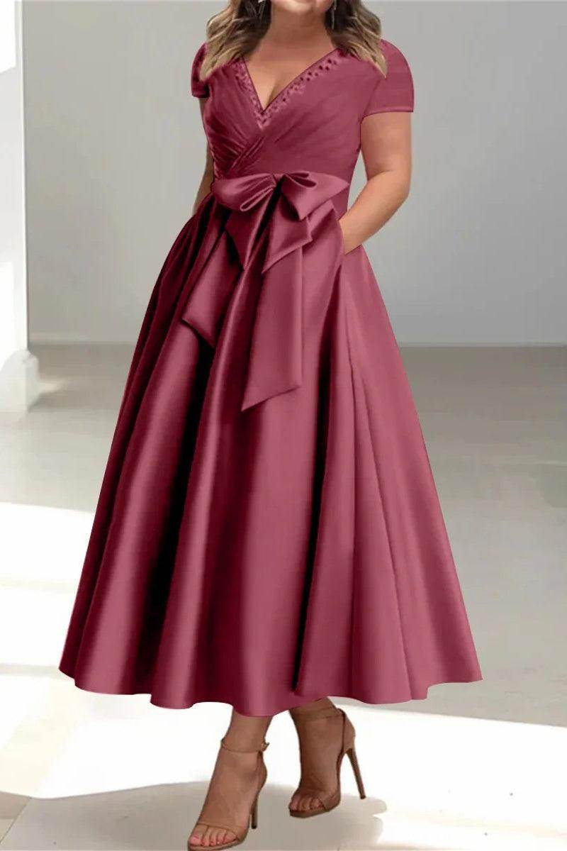 A Line V Neck Mother of the Bride Dresses with Pockets CM0350 - COCOMELODY