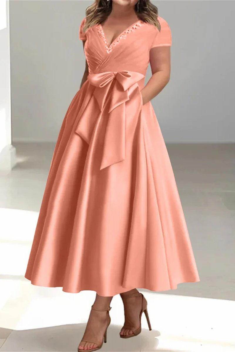 A Line V Neck Mother of the Bride Dresses with Pockets CM0350 - COCOMELODY