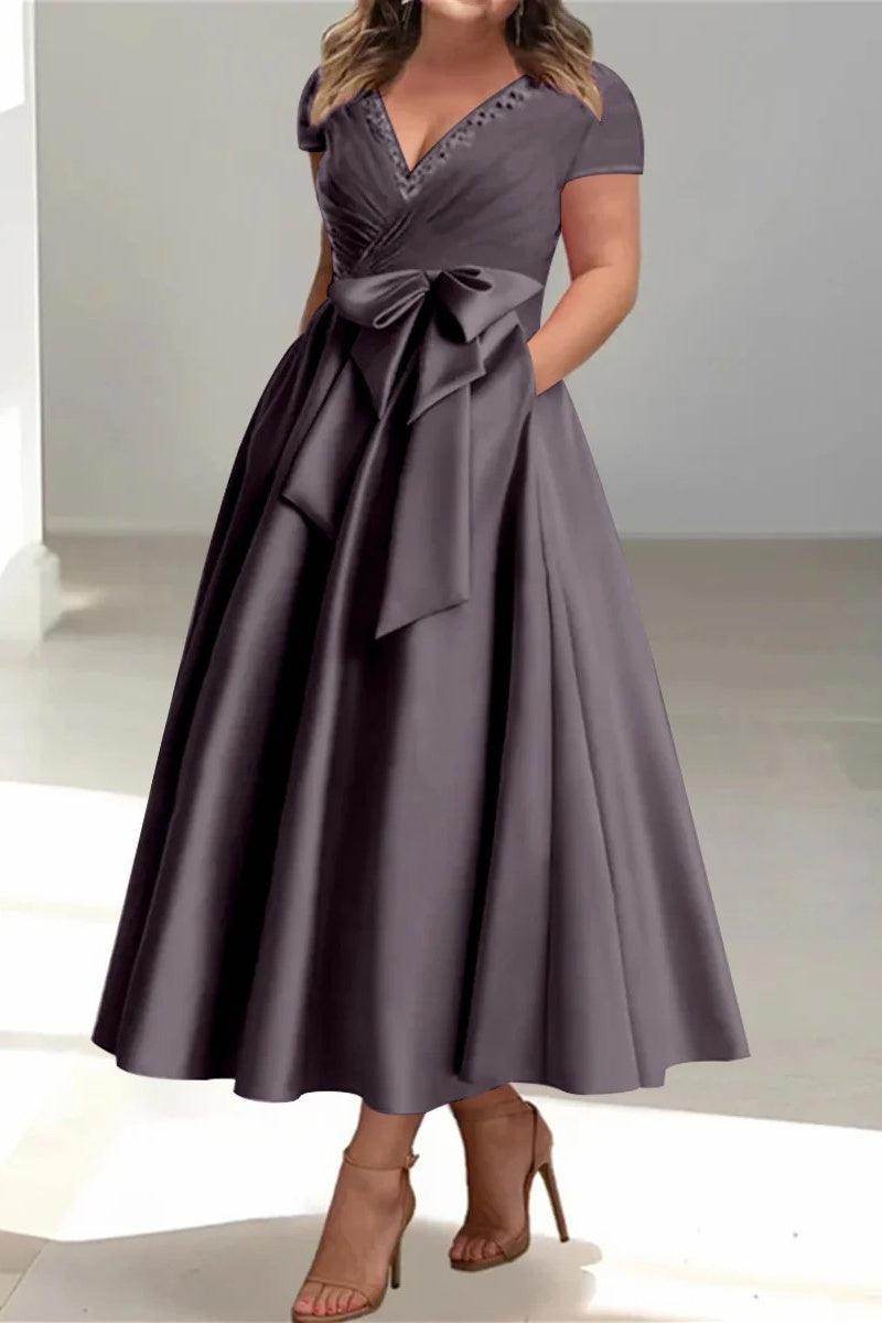 A Line V Neck Mother of the Bride Dresses with Pockets CM0350 - COCOMELODY
