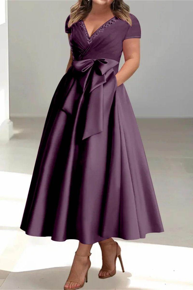 A Line V Neck Mother of the Bride Dresses with Pockets CM0350 - COCOMELODY