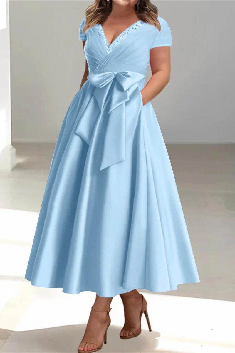 A Line V Neck Mother of the Bride Dresses with Pockets CM0350 - COCOMELODY