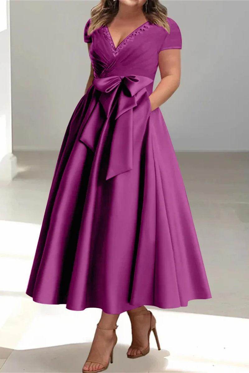 A Line V Neck Mother of the Bride Dresses with Pockets CM0350 - COCOMELODY