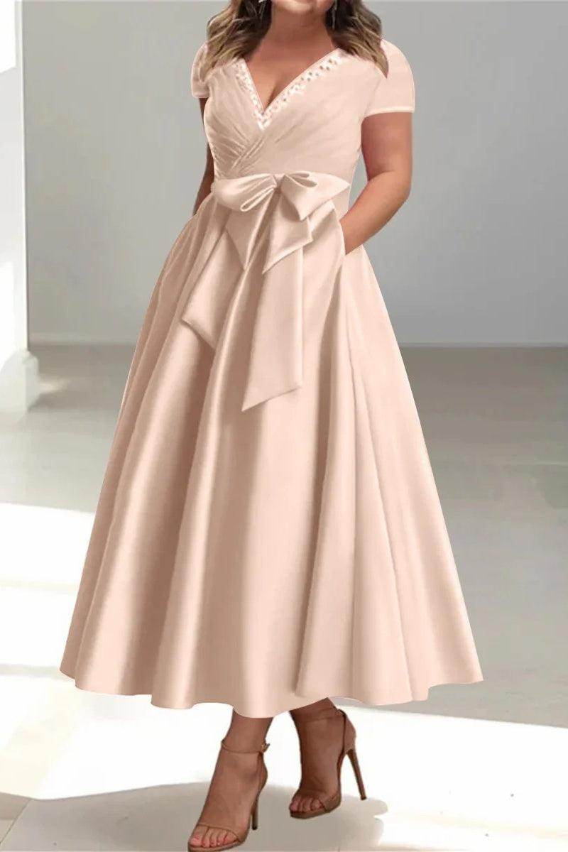 A Line V Neck Mother of the Bride Dresses with Pockets CM0350 - COCOMELODY