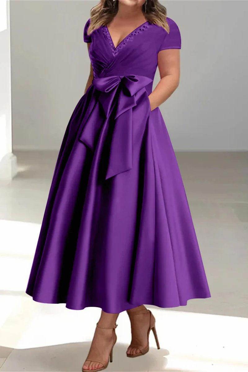 A Line V Neck Mother of the Bride Dresses with Pockets CM0350 - COCOMELODY