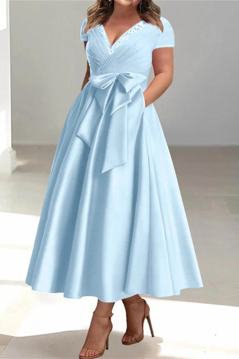 A Line V Neck Mother of the Bride Dresses with Pockets CM0350 - COCOMELODY