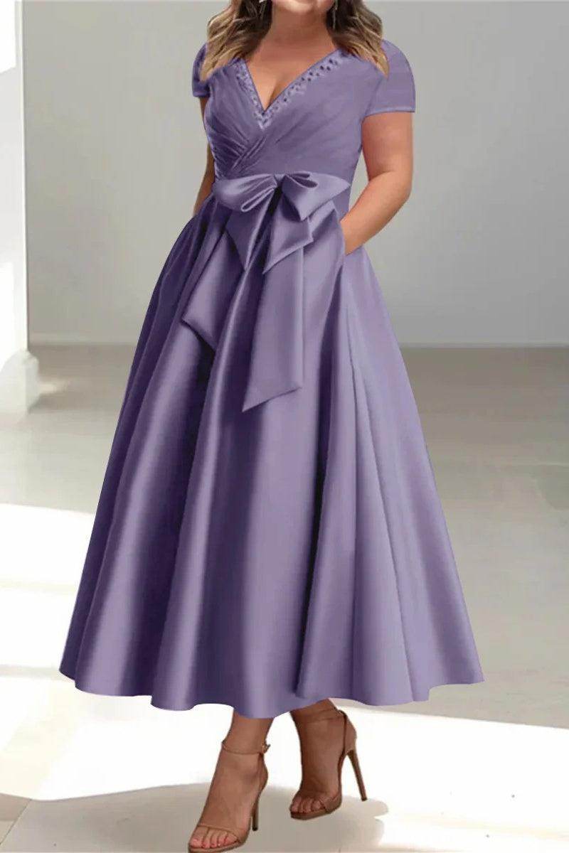 A Line V Neck Mother of the Bride Dresses with Pockets CM0350 - COCOMELODY