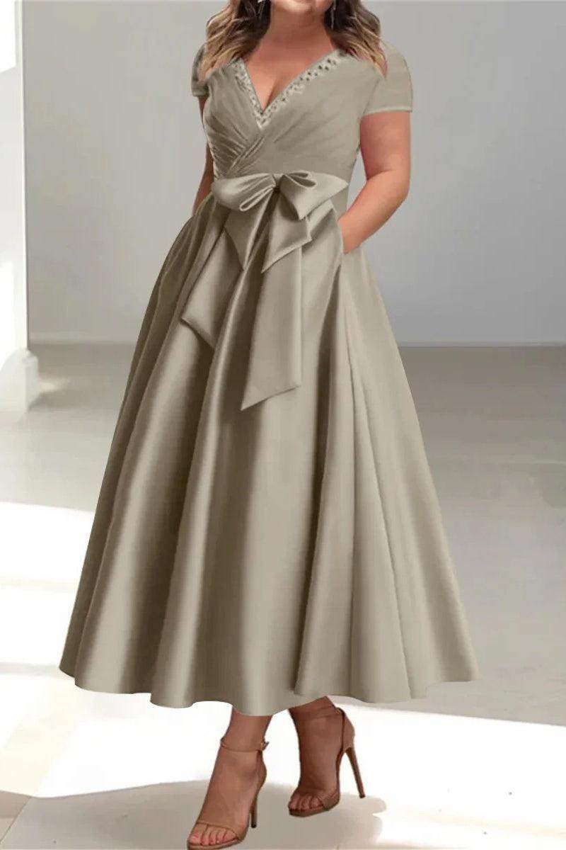 A Line V Neck Mother of the Bride Dresses with Pockets CM0350 - COCOMELODY