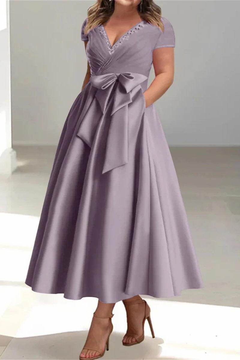 A Line V Neck Mother of the Bride Dresses with Pockets CM0350 - COCOMELODY