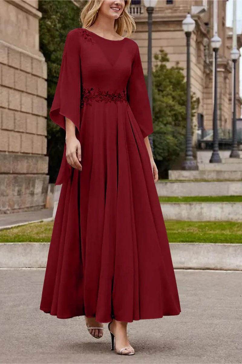 A Line Princess Jewel Neck Ankle Length Sequins Mother Dresses CM0355 - COCOMELODY