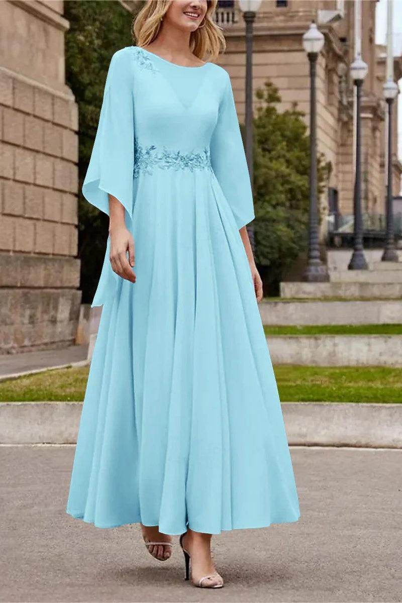 A Line Princess Jewel Neck Ankle Length Sequins Mother Dresses CM0355 - COCOMELODY