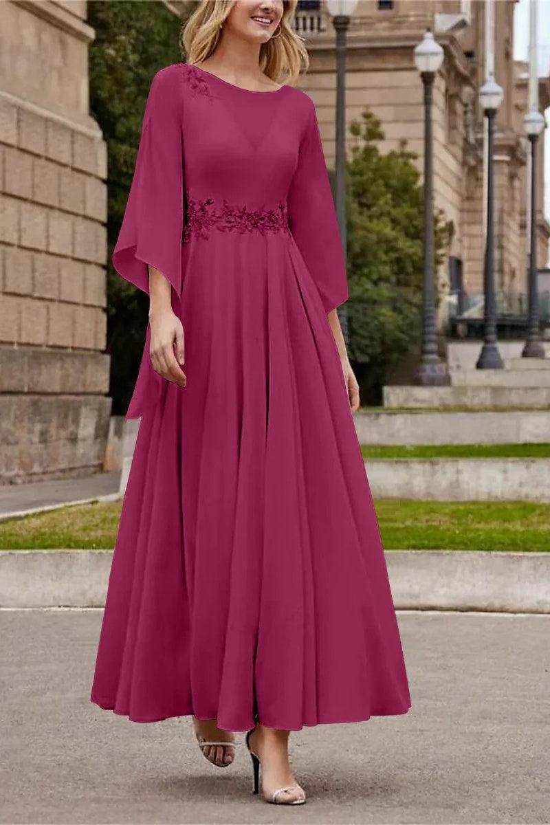 A Line Princess Jewel Neck Ankle Length Sequins Mother Dresses CM0355 - COCOMELODY