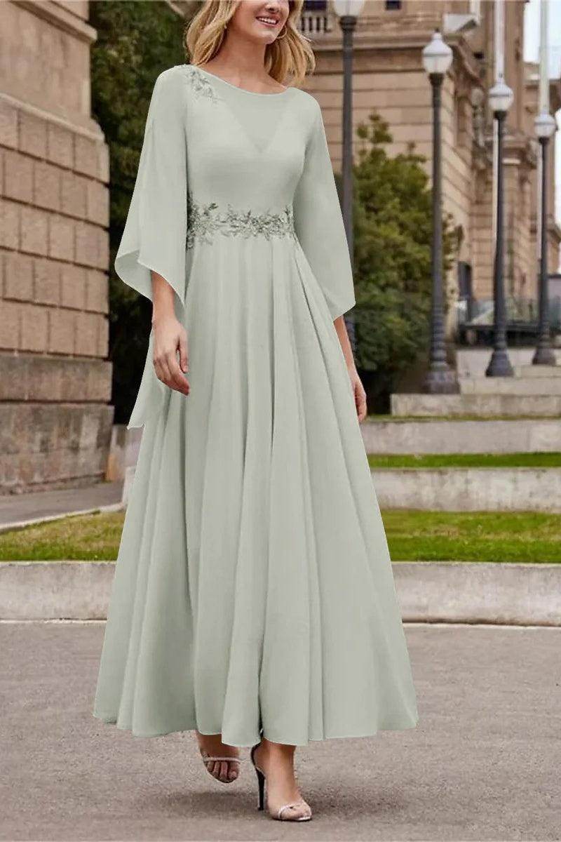 A Line Princess Jewel Neck Ankle Length Sequins Mother Dresses CM0355 - COCOMELODY