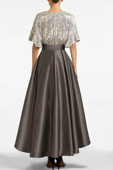 A Line V Neck Half Sleeves Asymmetrical Mother of the Bride Dresses CM0356 - COCOMELODY
