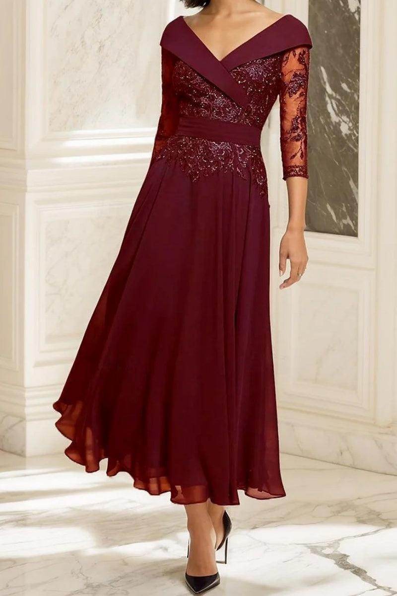 A-Line Ankle Length Chiffon Mother of the Bride Dresses COCOMELODY