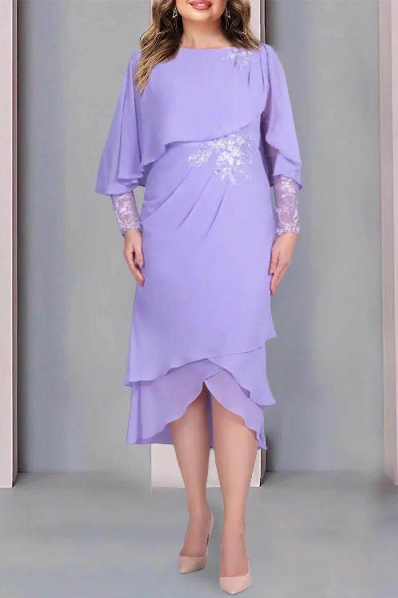 Sheath Column Scoop Short Sleeves Tea Length Mother Dresses CM0359 - COCOMELODY