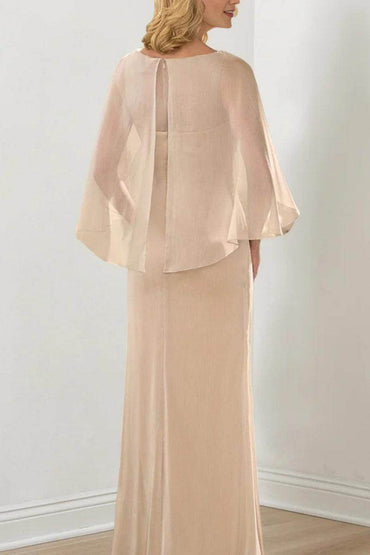 Sheath Column Round Neck Ruched Mother Dresses CM0361 - COCOMELODY