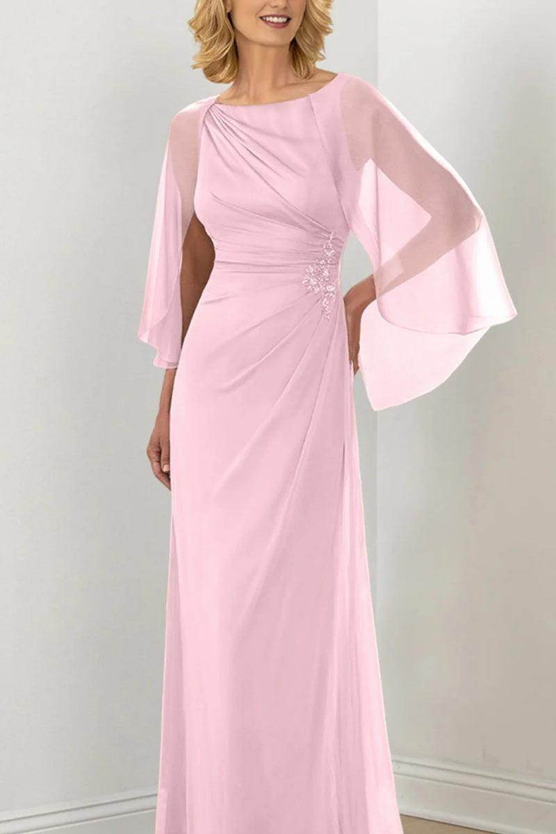 Sheath Column Round Neck Ruched Mother Dresses CM0361 - COCOMELODY