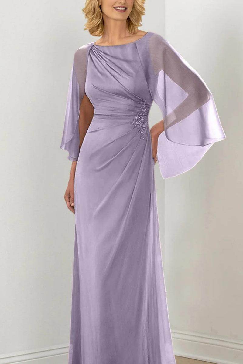 Sheath Column Round Neck Ruched Mother Dresses CM0361 - COCOMELODY
