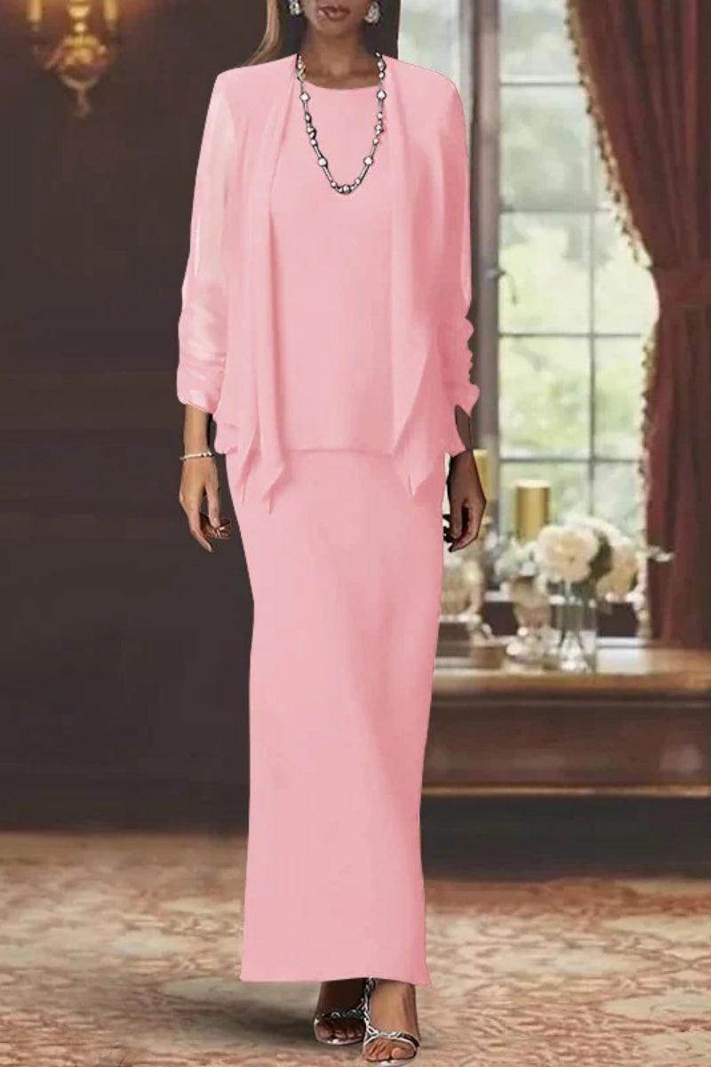 Sheath Scoop Neck Long Sleeves Floor Length Mother Dresses CM0365 - COCOMELODY