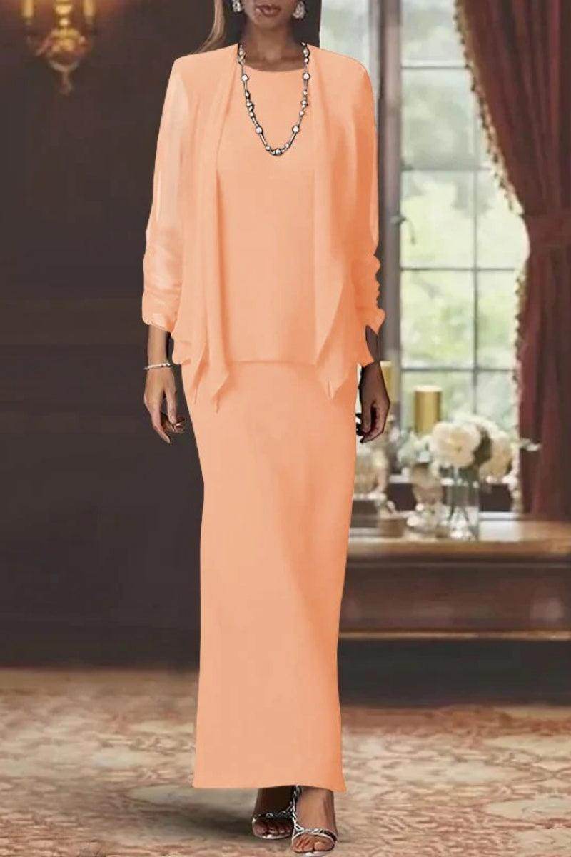 Sheath Scoop Neck Long Sleeves Floor Length Mother Dresses CM0365 - COCOMELODY
