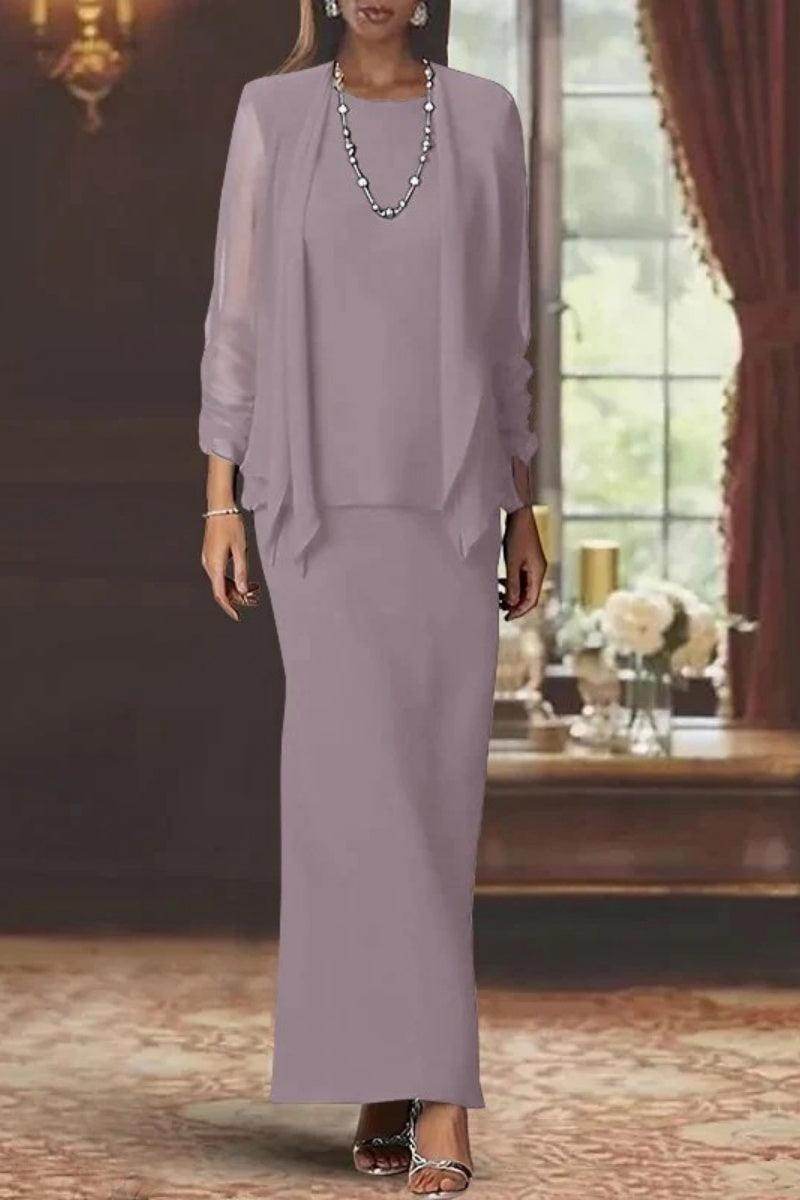 Sheath Scoop Neck Long Sleeves Floor Length Mother Dresses CM0365 - COCOMELODY