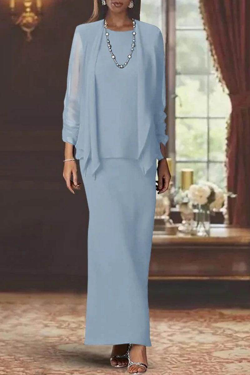 Sheath Scoop Neck Long Sleeves Floor Length Mother Dresses CM0365 - COCOMELODY