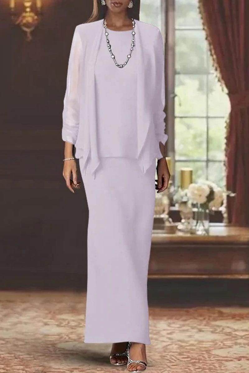 Sheath Scoop Neck Long Sleeves Floor Length Mother Dresses CM0365 - COCOMELODY