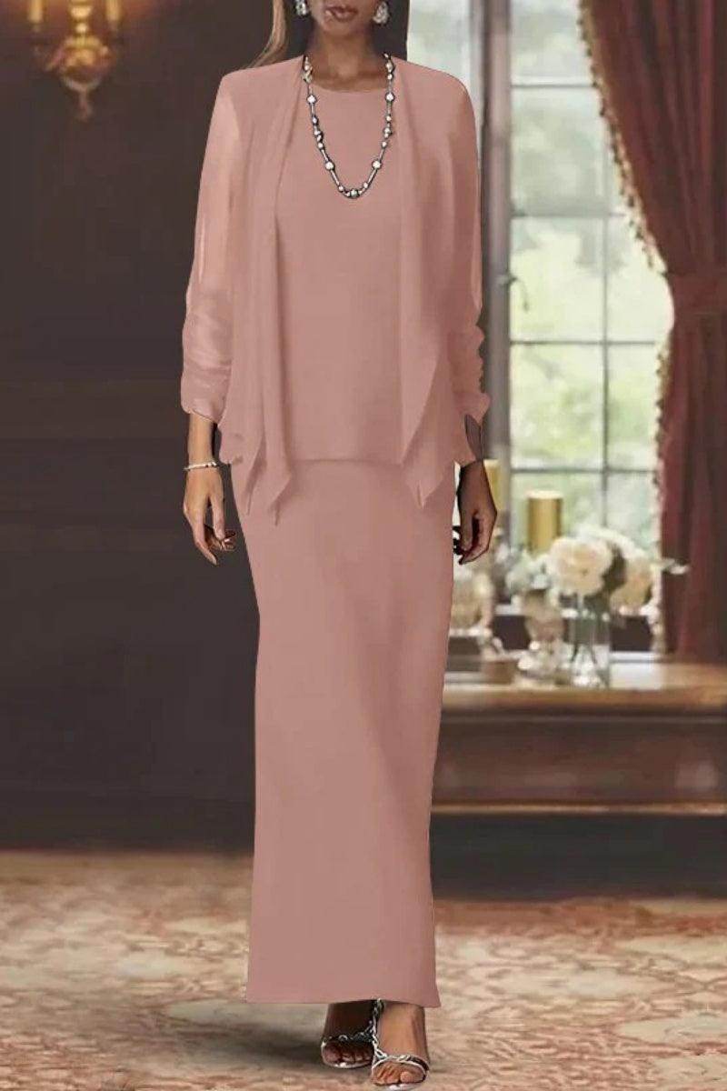 Sheath Scoop Neck Long Sleeves Floor Length Mother Dresses CM0365 - COCOMELODY