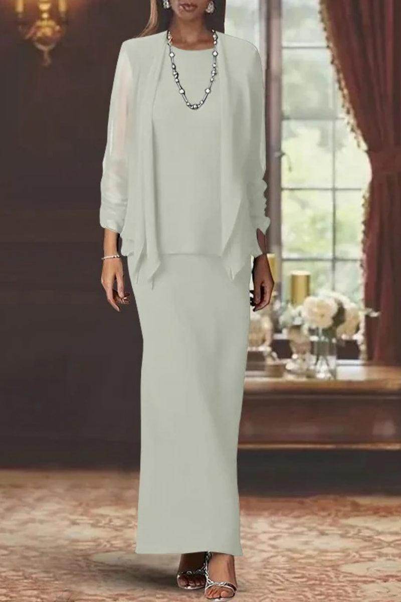 Sheath Scoop Neck Long Sleeves Floor Length Mother Dresses CM0365 - COCOMELODY
