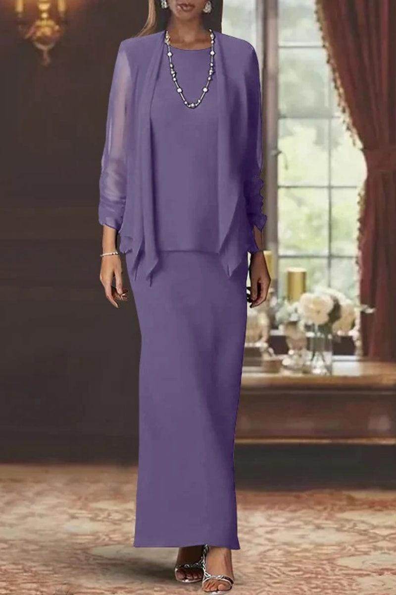 Sheath Scoop Neck Long Sleeves Floor Length Mother Dresses CM0365 - COCOMELODY