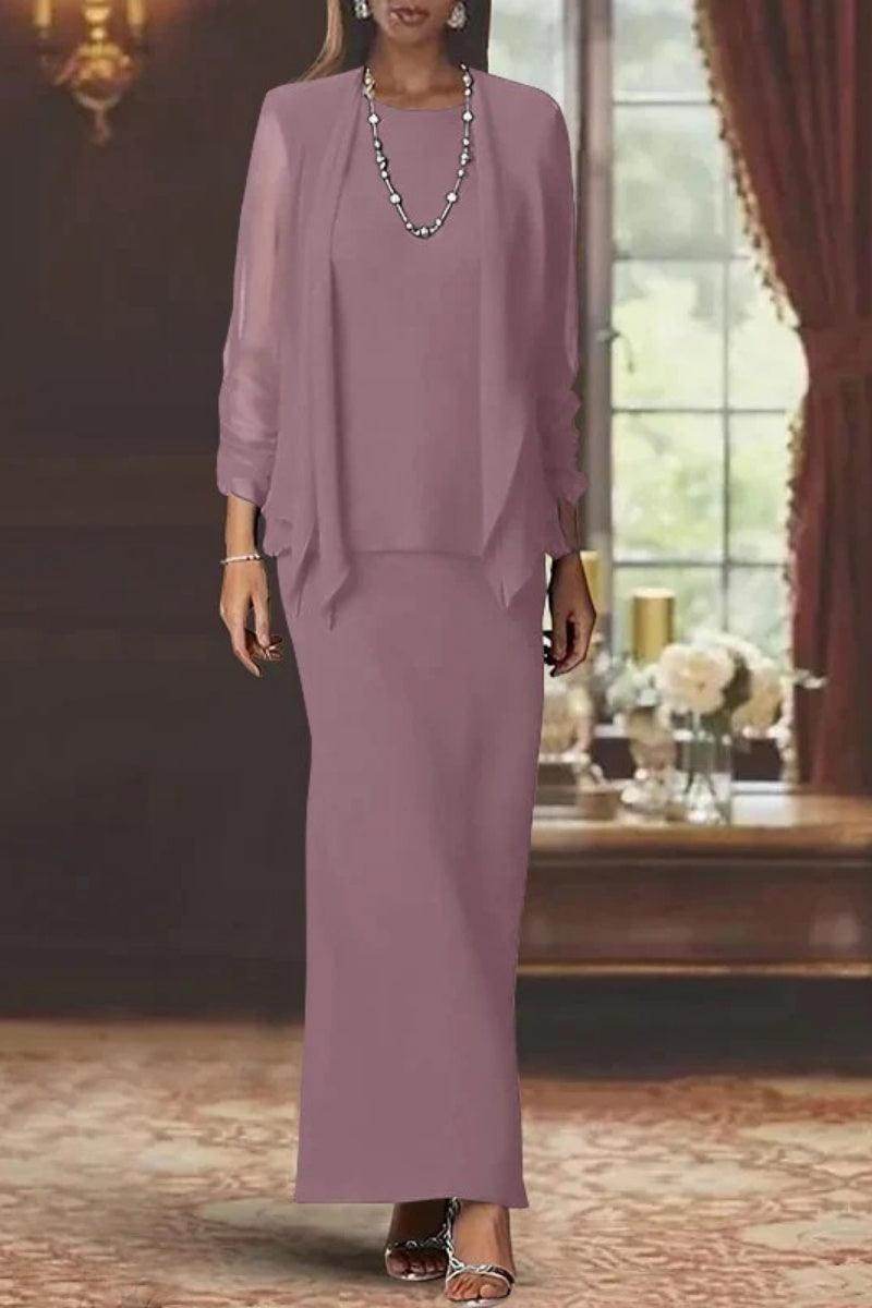Sheath Scoop Neck Long Sleeves Floor Length Mother Dresses CM0365 - COCOMELODY