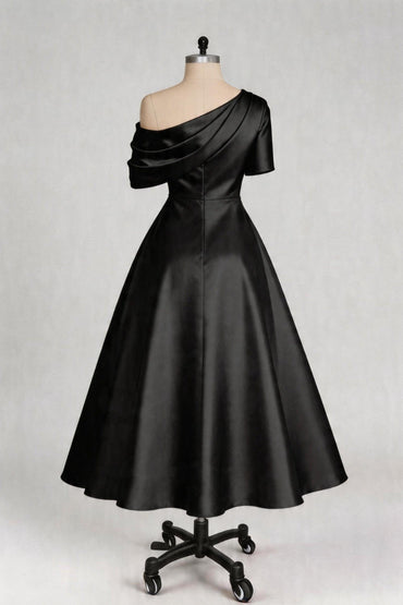 A Line One shoulder Half Sleeve Ankle Length Mother Dresses CM0366 - M-Black - COCOMELODY