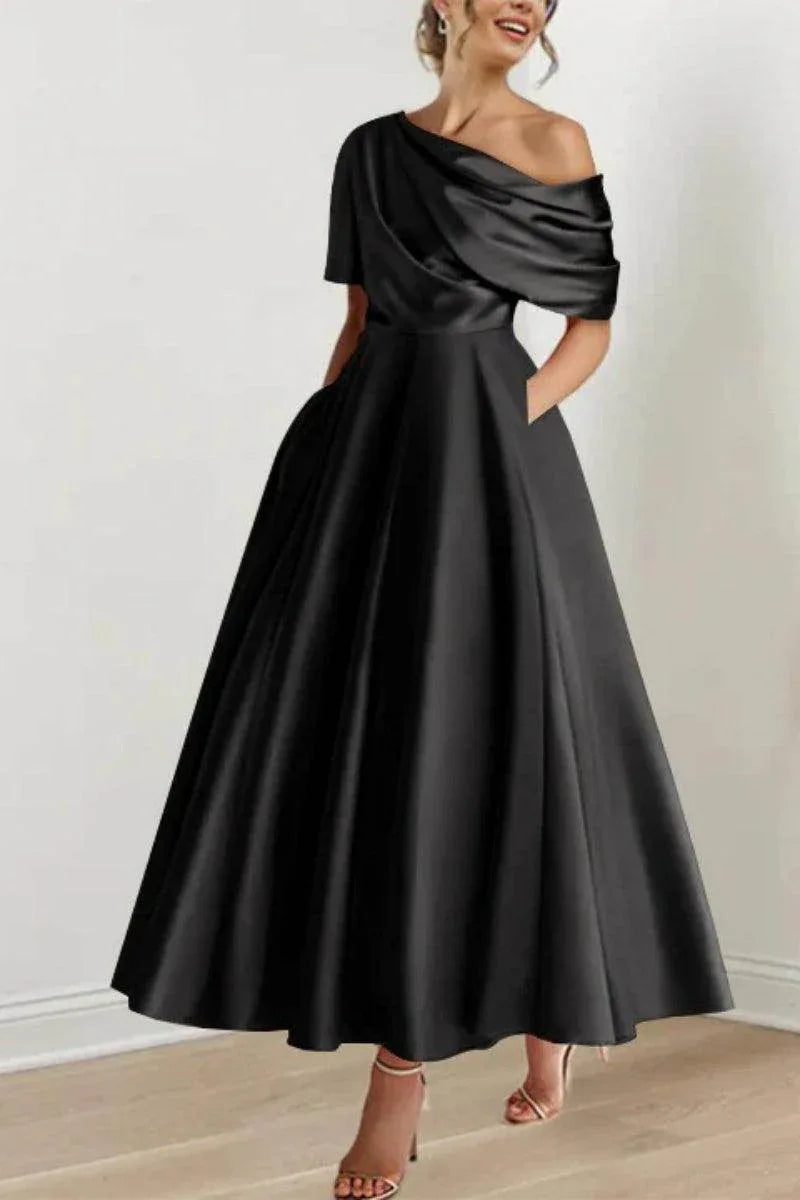 A Line One shoulder Half Sleeve Ankle Length Mother Dresses CM0366CR - COCOMELODY