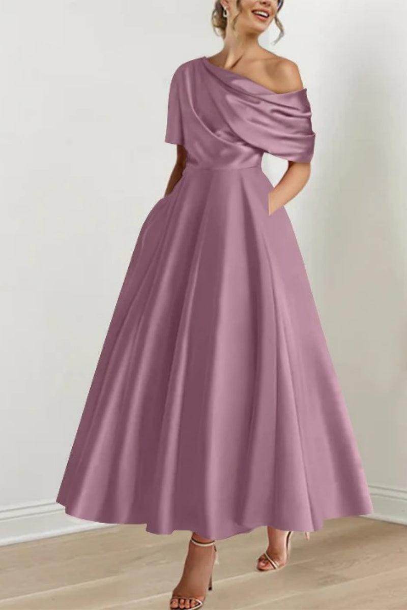 A Line One shoulder Half Sleeve Ankle Length Mother Dresses CM0366 - COCOMELODY