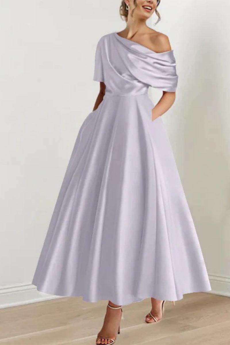 A Line One shoulder Half Sleeve Ankle Length Mother Dresses CM0366 - COCOMELODY